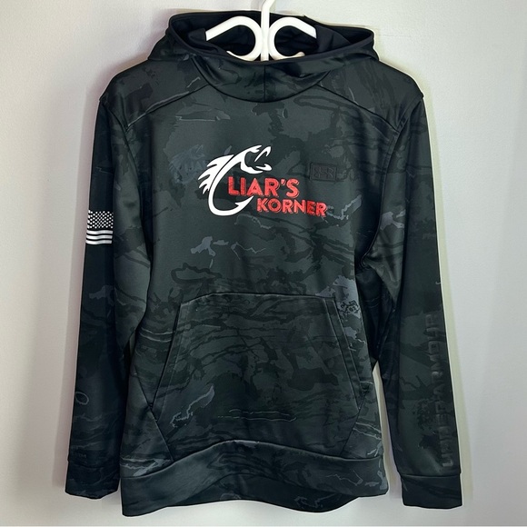 Under Armour Other - Under Armour Grey and Black Camo Liars Korner Hoodie Hooded Sweatshirt Size M